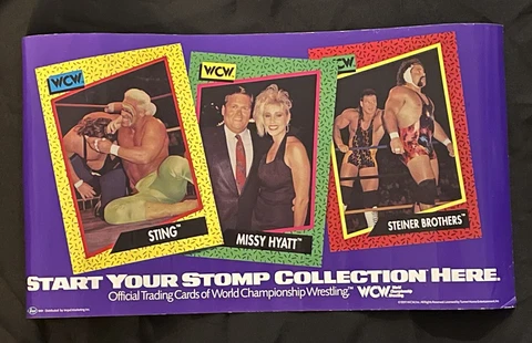 WCW Impel 1991 Trading Card Promotional 12x22 Poster Display RARE PROMO WWF WWE Cover