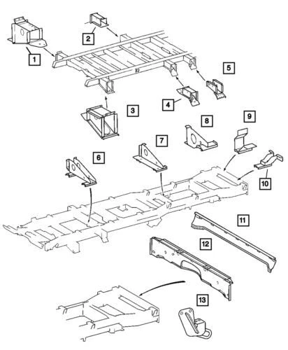 Soporte de riel de cuadro trasero genuino Mopar 2003-2006 Dodge Sprinter 3500 5118029AA Foto 1 de 1