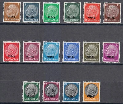 France OCCUPATION STAMPS Alsace Elsass WW2 1940 MNH Mi 1-16 Sc N27-N42 ** - Image 1 of 2