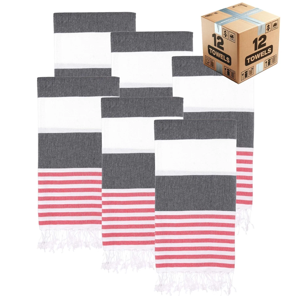 Turkish Beach Towel Bulk Case of 12 (38" x 71")  Oversized, Quick-Dry, Sand-Free - Image 1 of 4