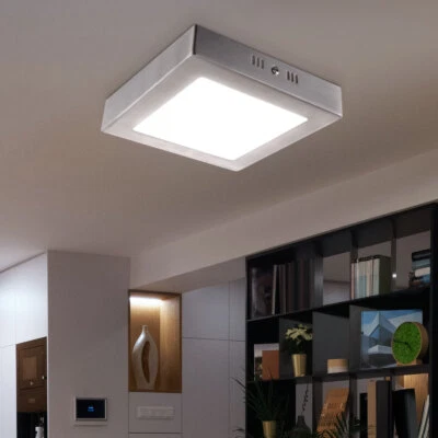 Plafoniera LED Lampada Letto Argento Metallo Vetro Quadrati - Immagine 1 di 4