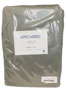 Umchord 100 % Leinen King/Groß Laken Set 4-teilig GRAU Ober-, Unterlaken & Kissenbezüge - Bild 1 von 1