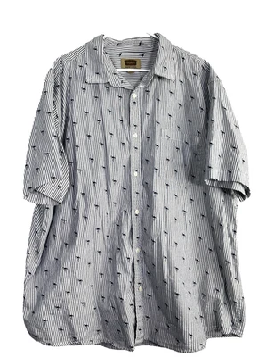 Camisa The Foundry Abotonada Para Mujer 3X Azul Blanco Rayas Estampado Flamenco Informal Foto 1 de 4