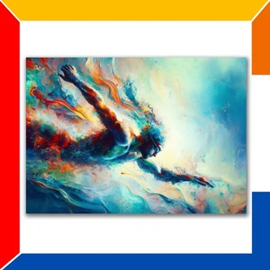 Abstrakt Schwimmer Poster Kunstdruck Dynamisch Bunt Schwimmen Poster Sport Kunst - Bild 1 von 9
