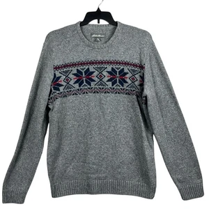 Eddie Bauer Mens Long Sweater Size TXL Grey Nordic Winter Thick Wool Blend - Picture 1 of 8