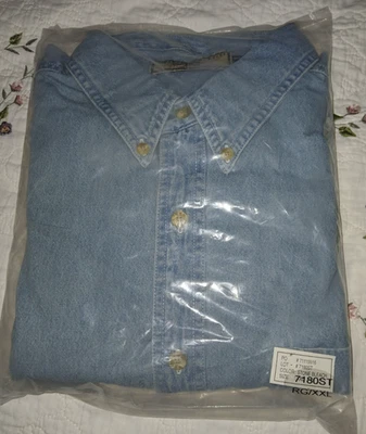 Vintage Authentic Apparel Lee Stone Bleach Denim Shirt Men's Size XXL NEW 7180ST - Image 1 of 4