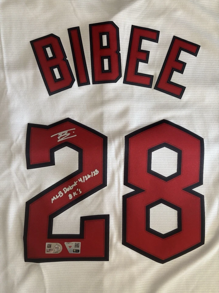 Tanner Bibee Under Wraps Autographed Jersey With Inscribed MLB Debut And 8 K’s - Image 1 of 4
