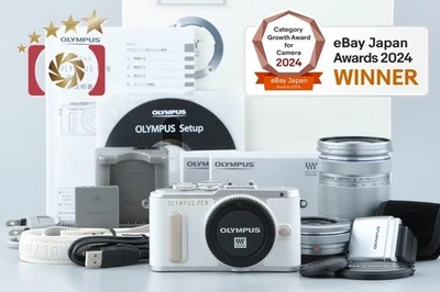 "Shutter count 1,054" Olympus PEN E-PL8 White 16.1 MP 14-42 40-150 Lenses w/ Box - Image 1 of 4