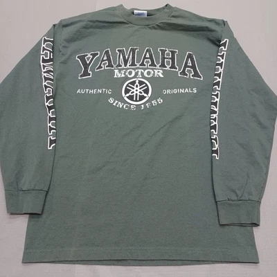 Camisa Yamaha vintage para hombre grande verde blanco logotipo de motores manga deletreada Foto 1 de 4