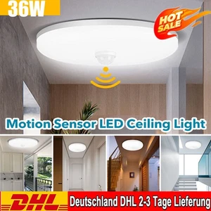 36W LED Deckenlampe mit Bewegungsmelder Sensor LED Deckenleuchte Flurlampe Weiß - Bild 1 von 19