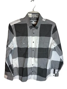 Camisa Express Para Hombre Grande Extra Delgada Gris Búfalo Cuadros Botón Delantero Manga Larga - Imagen 1 de 9