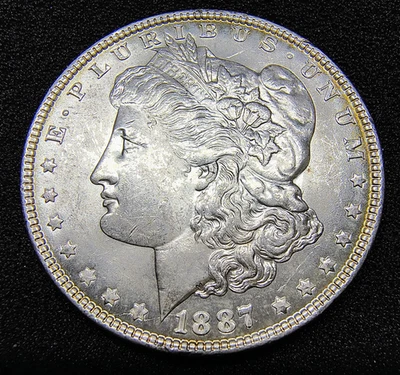 1887 Morgan Silver Dollar $1 - Philadelphia Mint - 90% Silver - AU+ Condition - Image 1 of 4