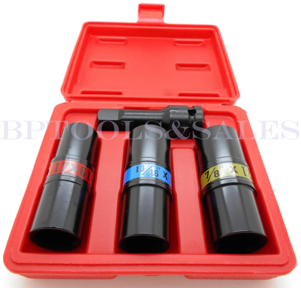 4pc 1/2" DR. Flip Lug Nut Impact Socket Set METRIC/SAE Mag Wheel Thin Wall - Image 1 of 1