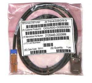NEW DELL 2m miniSAS-IB Cable 10GBase-CX4 DAC SAS Cable PN:212644B-2000MM - Photo 1/1