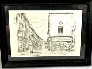 Old Bend Street and Milsom Street, Bath England Pencil Drawing by Griffin,'71 - - Picture 1 of 3