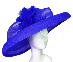 Exclusive Royal Blue Designer Millinery by Hat Couture Wedding Bridal AscotHat - Picture 1 of 5