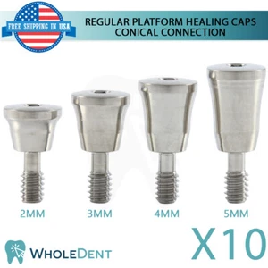 10x RP Conical Connection Healing Caps Titanium Dental Abutment Ø4.5mm - Picture 1 of 3