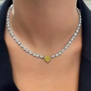 25 ct Created Multi-Cut Diamond & Sapphire 14K White Gold Plated Tennis Necklace - Picture 1 of 8