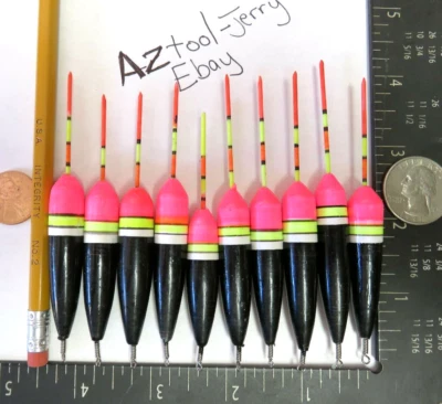 10 NOVOS FLUTUADORES DE MADEIRA/BOBBERS PANFISH PESCA NO GELO SEM CONGELAMENTO NA LINHA B265 - Imagem 1 de 4