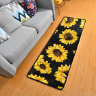 Sunflower Black Kitchen Rugs Non-Slip Soft Doormats Bath Carpet Floor Runner Are