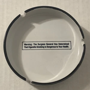 Vintage 1970s Surgeon General Warning Label Ceramic Ashtray Round Smoking - Picture 1 of 5