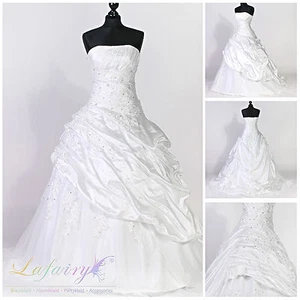 Brautkleider H220 weiß ivory große Größer Falten glänzend Ärmellos Lafairy - Bild 1 von 8