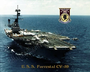 USS FORRESTAL CV 59 Personalized Navy Ship Photo on Canvas Print - Picture 1 of 1