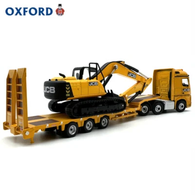 OXFORD rare JCB excavator yellow Benz trailer semi-trailer model alloy  1:76 - Image 1 of 4