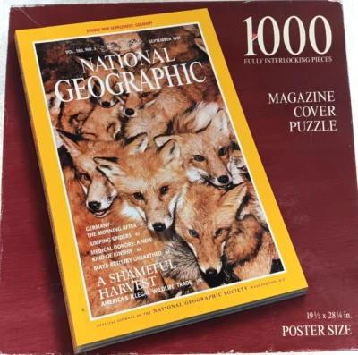 National Geographic Magazine Cover North American Red Foxes 1000 Piece Puzzle - Image 1 of 3