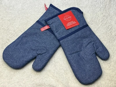 Sur La Table Kitchen Essentials Heat Resistant Oven Mitt 2-Pack, Navy 7" x 13"