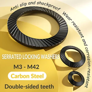 ANTI VIBRATION SERRATED SAFETY LOCKING WASHERS -TYPE S DISC Carbon Steel WASHER - Picture 1 of 25