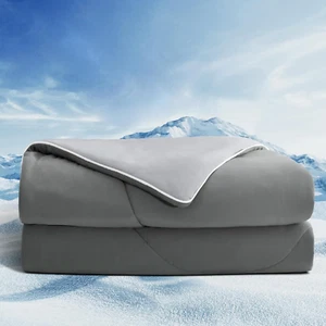 Cooling Comforter Twin Size - Summer Dark Grey & Grey Double-Sided Cool Blanket - Picture 1 of 7