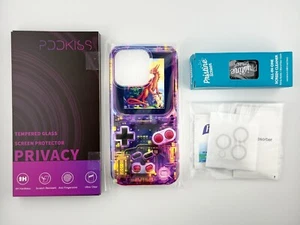 iPhone 16 Pro "Case" (GameBoy Design) With Screen + Camera Protector & Clean Kit - Picture 1 of 13