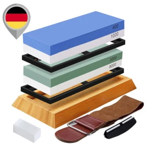 Schleifstein set 400/1000 3000/8000 Messerschärfer Abziehstein Wetzstein Premium - Bild 1 von 17