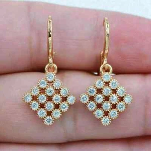 2Ct Round Lab-Created Diamond Women's Drop Dangle Earring 14K Yellow Gold Plated - Picture 1 of 8