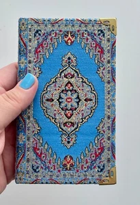 Mini cuaderno artesanal inspirado en alfombra turca en color azul claro - Imagen 1 de 13