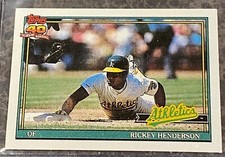 1991 Topps Cracker Jack Rickey Henderson Mini #18 oakland athletics A's 