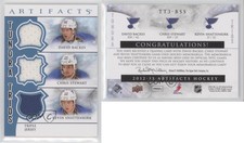 2012 Upper Deck Artifacts Tundra Trios Jerseys Blue David Backes Chris Stewart