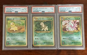PSA 8 Meganium Evolution Set #152-#154 Holo Japanese Neo Genesis 🍀🍀🍀 - Picture 1 of 5