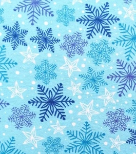 @ 1 1/3 YD UNCUT SUPER SNUGGLE FLANNEL FABRIC BLUE & PURPLE SNOWFLAKES JOANN - Picture 1 of 1