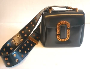Marc Jacobs Black St. Marc Leather Chain Shoulder Bag Italy - Picture 1 of 14