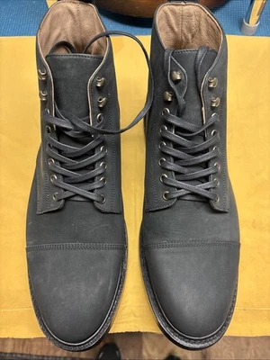 Taylor Stitch Moto Boot Mens Size 13 Black Matte Leather Lace Up Bike Vibram Lug - Image 1 of 4
