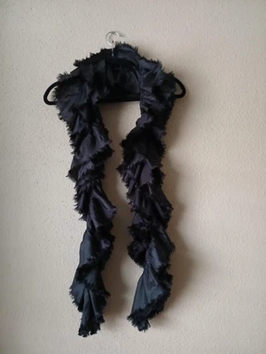 Fornash Scarf Womens One Size Black Long Ruffled Fringe 100% Polyester Wrap - Image 1 of 4