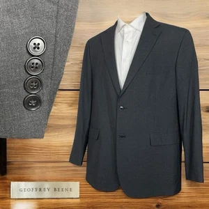 Geoffrey Beene Blazer Jacket Mens 44R Dark Gray Solid Polyester Two Buttons - Picture 1 of 9