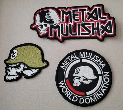 Lot 3 Metal Mulisha Patch Iron On Sew Skull Helmet Badge World Domination - Image 1 of 4