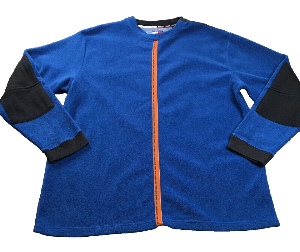 Tommy Jeans Mujer Pullover Polar Top Talla XL Azul Mangas 3/4 Logo Rayas Foto 1 de 4