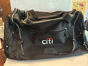 Citi Group Bank Banker Canvas Black Duffel Bag Gym Weekend 20” x 11” x 9” - Picture 1 of 9