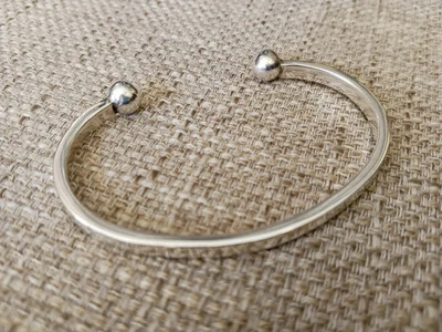 Solid Sterling 925 Silver - Adjustable Stress Ball Cuff/Torque Bangle/Bracelet - Image 1 of 4