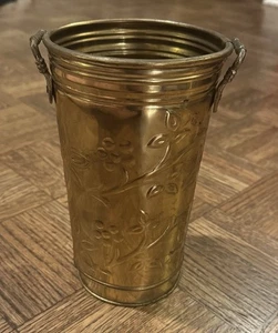 Vintage Hosley Messing französischer Eimer Pflanzgefäß floral geprägt 8" - Bild 1 von 7