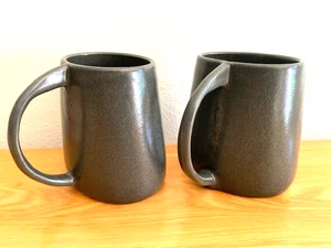 David Gil Bennington Pottery Pair Gray Oval Mugs Thin Handle RARE - Picture 1 of 5